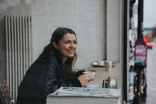 Woman who is considering studying online