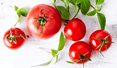 Fresh, ripe tomatoes on a table